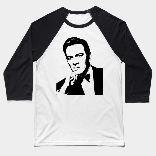 Christopher Plummer Outline Baseball T-Shirt by baranskini